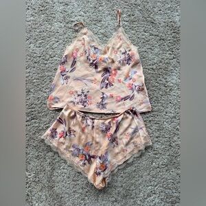 Victoria's Secret Peach Floral Lace Pajama Set